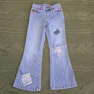 Lee Girls Flare Jeans Customized Patches And Paint